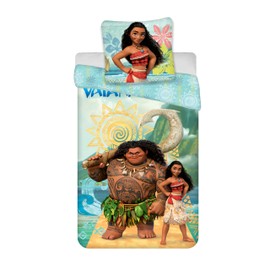 Vaiana 2 Duvet Cover 100% Cotton Reversible Duvet Cover 140 x 200 cm + Pillowcase 65 x 65 cm with Moana and Maui