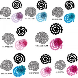 8PCS 3D Spiral Flowers Metal Cutting Dies for DIY Scrapbooking Garland Embossing Stencil Die Cuts Punch Template Moulds for Paper Card Crafting Arts Crafts Scrapbooking Supplies Scrapbook Album Decor