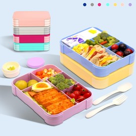 IJIAMY Children's Lunch Box, Leak-Proof Lunch Box with Compartments, Bento Box, Lunch Box for Girls and Boys, Snack Box, Perfect for School, Nursery & Trips (Purple)