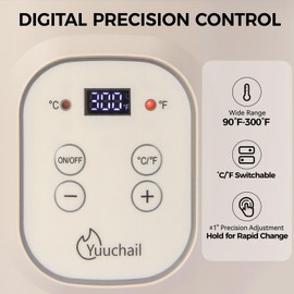 Yuuchail 1.6QTs Electric Wax Melter with Digital Display, Precise Temp Control 90–300°F, 3-Hour Auto Shut-Off & Non-Stick Coating, Wax Melting Pot for DIY Candle Making, Soap Making, Wax Crafts