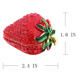 Hinged Trinket Box For Girls, Handmade Red Strawberry Trinket Boxes Decorated for Women (red strawberry)