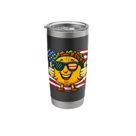 Funny Tacos Lovers USA Flag Sunglasses Patriotic Vintage Tee Stainless Steel Insulated Tumbler