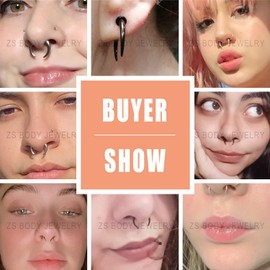 ZS 9Pcs 14G 16G Pincher Tapers Septum Rings, Stainless Steel Buffalo Horseshoe Stretcher Expander Piercing for Stretching Pierced Nose Ear Gauge, Stainless Steel, no gemstone