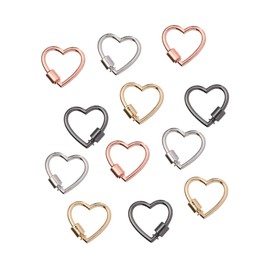 LALAFINA 12pcs Heart Carabiner Clip Heart Shaped Key Ring Spring Snap Hooks Carabineer Bulk Hook for Camping Hiking Fishing Traveling Pet