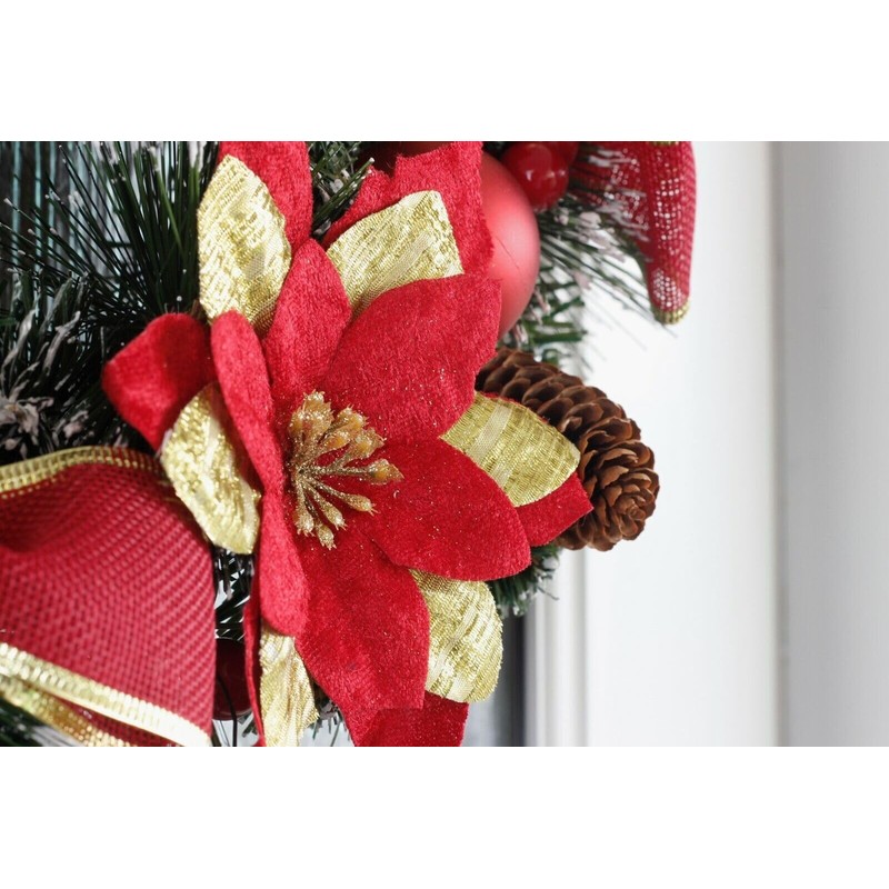 tinsel time 40cm Traditional Christmas Pine Wreath with Baubles, Assorted