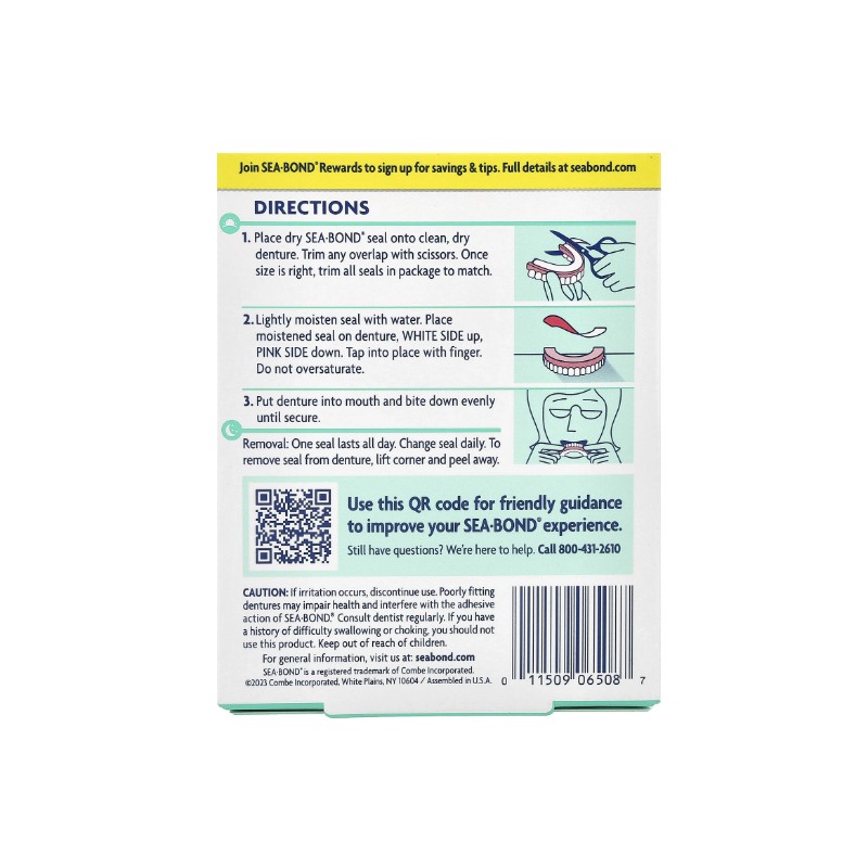 Denture Adhesive Seals, Fresh Mint, 30 Lowers