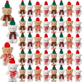 Hiboom 40 Pieces 6 Inch Christmas Stuffed Animal Bear Christmas Small Plush Bear Cute Bear Stuffed Animals Xmas Plush Bear Toys for Birthday Decorations Party Favors(Knitting,Classic Style)
