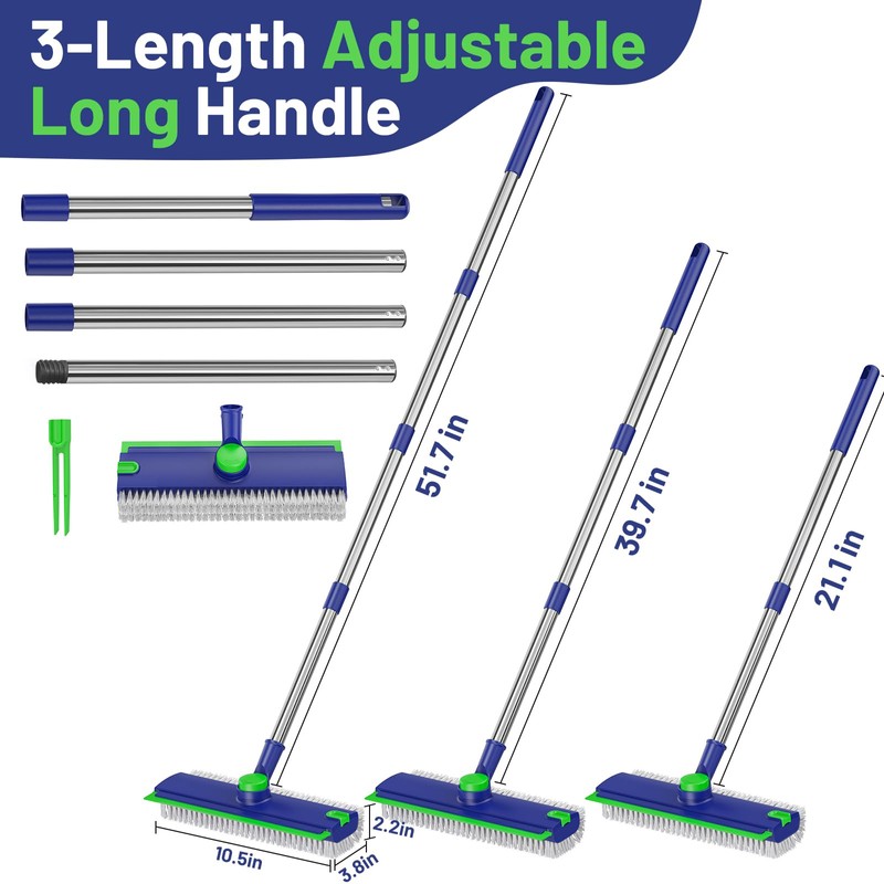 EHADOO 3 in 1 Floor Scrub Brush with Long Handle