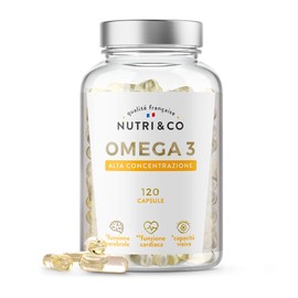 Omega 3 Fish Oil 2000mg | Omega-3 Rich in Fatty Acids | Food Supplements Fish Oil High Concentration in DHA EPA, Vitamin E | 120 Licaps Odorless Capsules | Sustainable Fishing | Nutri&Co