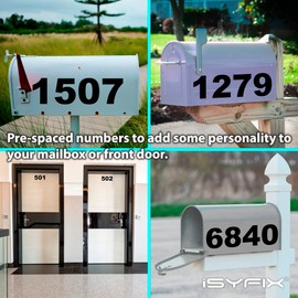 iSYFIX Black Vinyl Numbers Stickers – 6 Inch Self Adhesive (2 Sets)- Premium Decal Die Cut and Pre-Spaced for Mailbox, Signs, Window, Door, Cars, Trucks, Homes, Address Numbers, Indoor or Outdoor