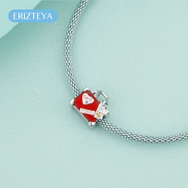 Erizteya 925 Sterling Silver Charms for Bracelets Necklaces, Graduation Bachelor Cap Dr.Owl's Hat Compass Pendant Beads, Nurse Hat Heartbeat Love Pendant Jewellery Gift for Women, Cubic Zirconia