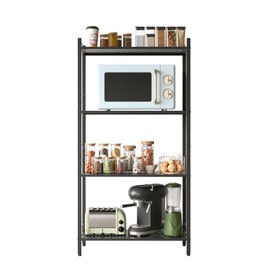 JAQ Storage Shelves with Adjustable Height, 4-Tier Metal Storage Shelving Rack Organizer for Pantry Kitchen Warehouse Basement 45" H X 2.3" W X 9.8" D,Up to 800LBS (4-Tier, Black)