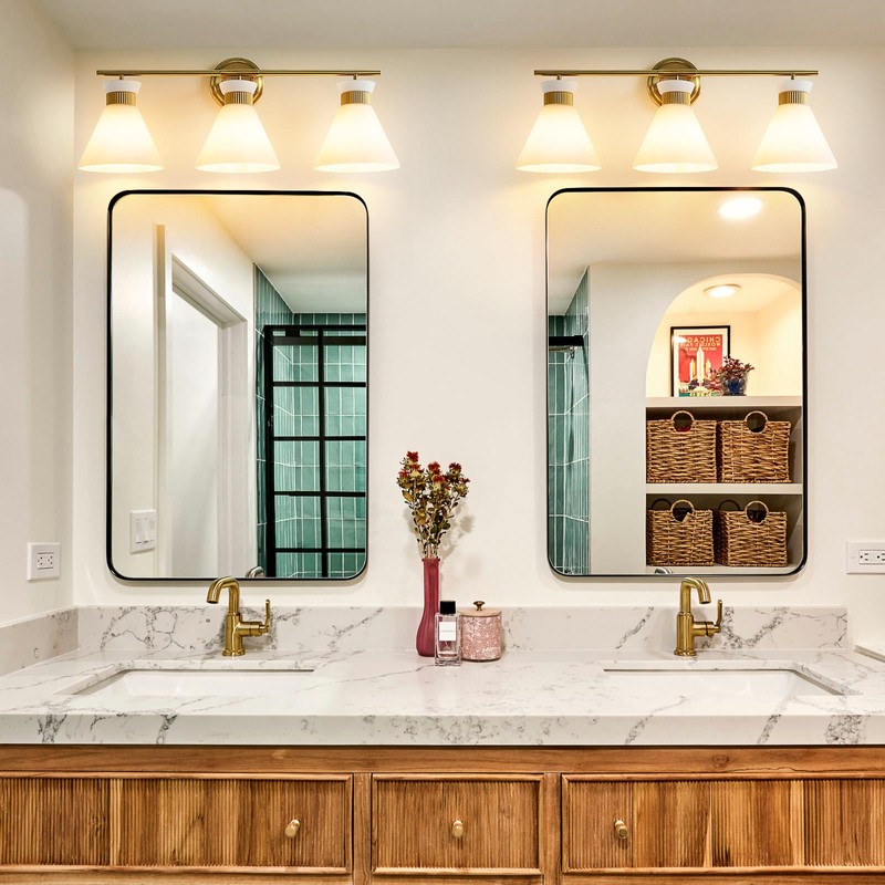 WOSHITU Bathroom Vanity Light Fixtures: 3-Lights Mid Century Modern Vanity