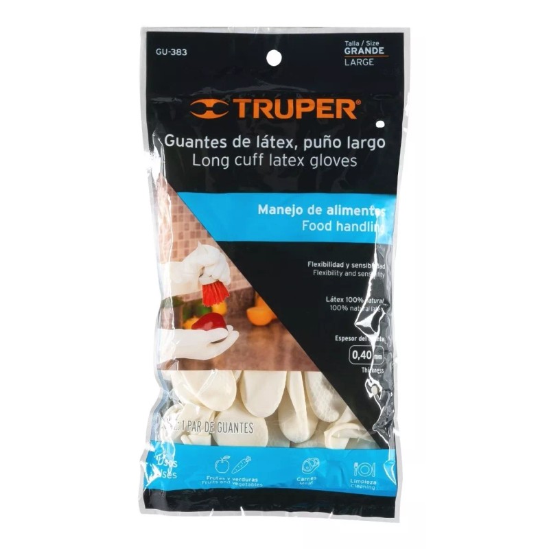 Truper Guantes De Látex, Manejo De Alimentos, Grandes Truper 14265