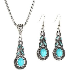 Turquoise Choker Necklace Turquoise Gemstone Necklace Choker Natural Pendant Necklace Teardrop Turquoise Jewelry for Women