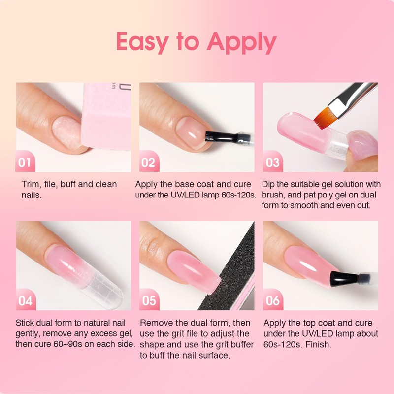 ROSALIND Poly Nail Gel Kit -8 Colors + White Brown