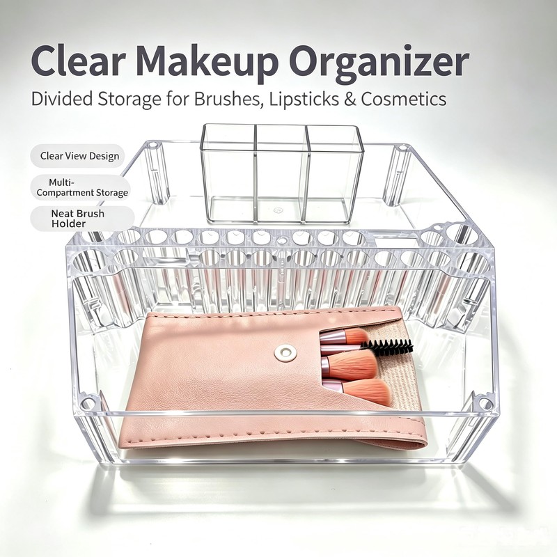 Makeup Tray Organizer Box Crystal Clear Acrylic