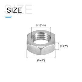 METALLIXITY Hex Nuts (5/16"-18) 5Pcs, 316 Stainless Steel Coarse Thread Hexagon Nut Hardware - for DIY Home Repair Machinery, Silver