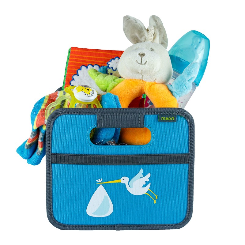 Folding storage box with handles and one compartment with two