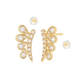 MYEARS Women Stud Earrings Gold Ear Climber Waterdrop Cubic Zirconia 14K Small Simple Hypoallergenic Everyday Jewelry