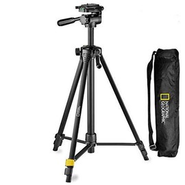 NATIONAL GEOGRAPHIC Photo Tripod Kit Medium, with Carrying Bag, 3-Way Head, Quick Release, 3-Section Legs Lever Locks, Geared Centre Column, Load up 1,5kg, Aluminium, for Canon, Nikon, Sony, NGHP000