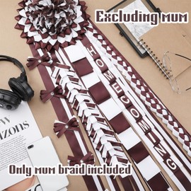 Yinkin 4 Pcs Homecoming Mum Braid 30 Inches Homecoming Mum Supplies Back to School Week Party Decorations Crafts for Back to School Classroom(White and Maroon)