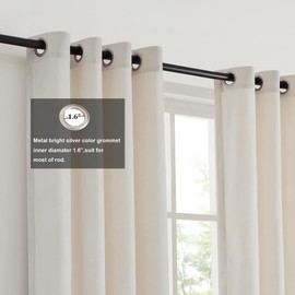 BULBUL Color Block Window Curtains Panels 84 inches Long Cream Ivory Champagne Velvet Farmhouse Drapes for Bedroom Living Room Darkening Treatment with Grommet Set of 2