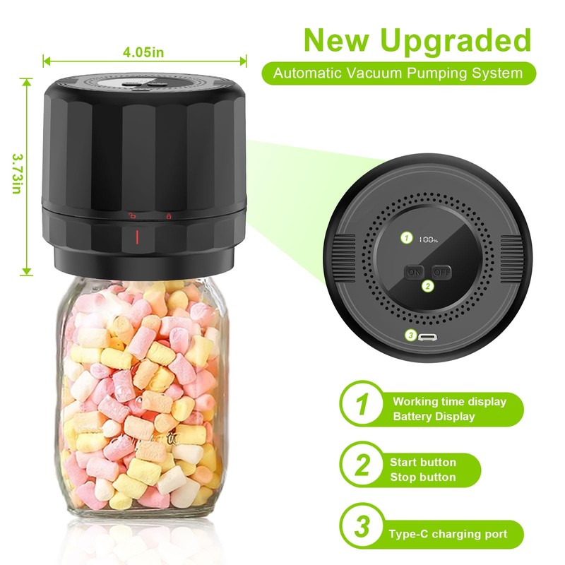 UNERVER Mason Jar Vacuum Sealer - Electric Vacuum Sealer for
