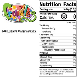 Fruidles Cinnamon Sticks, Premium Grade Harvested Natural Cassia Cinnamon, Strong Aroma, Perfect for Baking, Cooking & Beverages, Kosher Certified - 4 Oz
