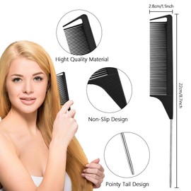 Rat Tail Comb 4PCS for Men and Women - Hair Parting, Teasing, and Styling With Fine Tooth and Metal Tail