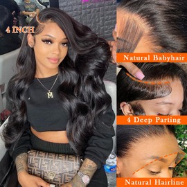 jianjin 28 Inch Body Wave Lace Front Wigs Human Hair 13x4 HD Transparent Lace Frontal Wigs Human Hair 180% Density Glueless Wigs Human Hair Pre Plucked With Natural Hairline Baby Hair Wigs For Black Women