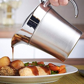 Double Insulated Gravy Boat - Stainless Steel Sauce Jug with Hinged Lid Hinged Lid Ideal for Gravy or Cream at Thanksgiving (750ML/26 OZ)