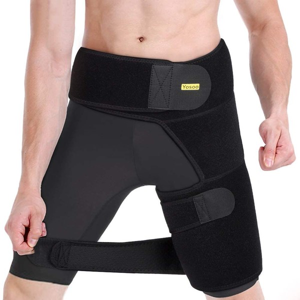 Hip Compression Brace, Thigh Support Groin Brace Sciatica Relief Wrap Adjustable Groin Hip Thigh Quad Hamstring Joints, Hamstring Recovery Support Sciatica Nerve Pain Relief