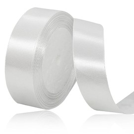 Solid Color White Satin Ribbon, 1 Inches x 25 Yards Fabric Satin Ribbon for Gift Wrapping, Crafts, Hair Bows Making, Wreath, Wedding Party Decoration and Other Sewing Projects