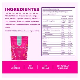 Vitatú  Femsential suplemento diseñado para mujer, con Ácido alfa Lipóico, Coenzima Q10, Resveratrol, Cromo, Cúrcuma, Selenio, Vitamina C y E, 60...  
