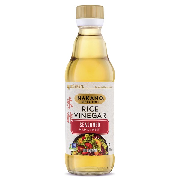 Nakano Rice Vinegar, Seasoned Mild and Sweet Japanese Seasoning, Ideal for Salad Dressing or Marinades, 1 Bottle x 355 ml