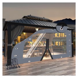 Transparent Plastic Tarpaulin Outdoor Waterproof Curtain with Zipper 0.5mm Waterproof Side Panels for Pavilion, Porch, Customizable bujnie (Color : Clear Gray, Size : 4.6x2.5m)