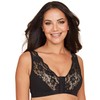 Eden House Ladies Cotton Lace Front Fastening Magic Bra Black