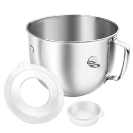 6QT Stainless Steel Mixer Bowl & Mixer Bowl Lid Cover for Kitchenaid Stand Mixers, Kitchen Aid Mixing Replacement Bowl for 6QT Lift Mixer with Handle