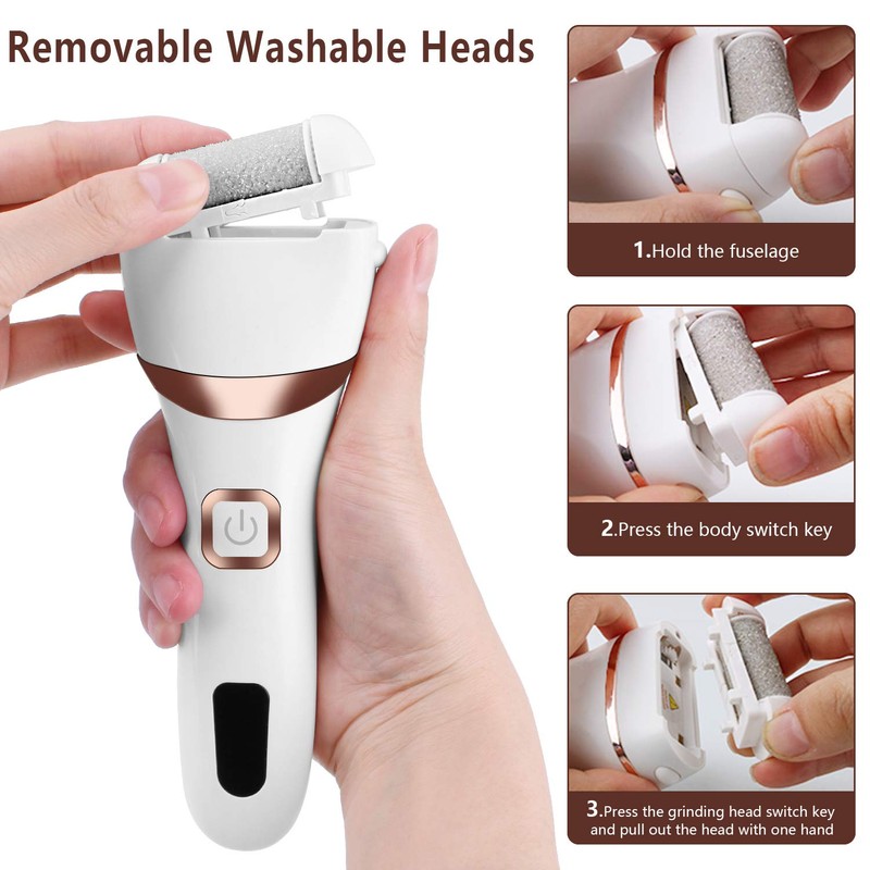 Electric Pedicure Device Replacement Roller Heads,ELMCHEE 3 Different Mineral Stone