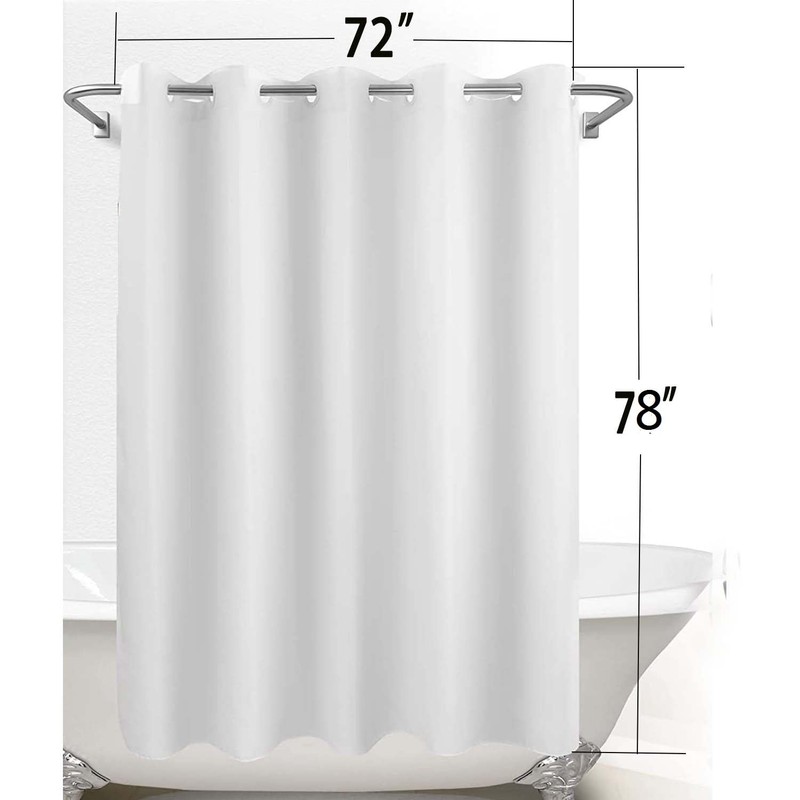 pocenla No Hook Shower Curtain, Waffle Weave Thick Fabric Shower