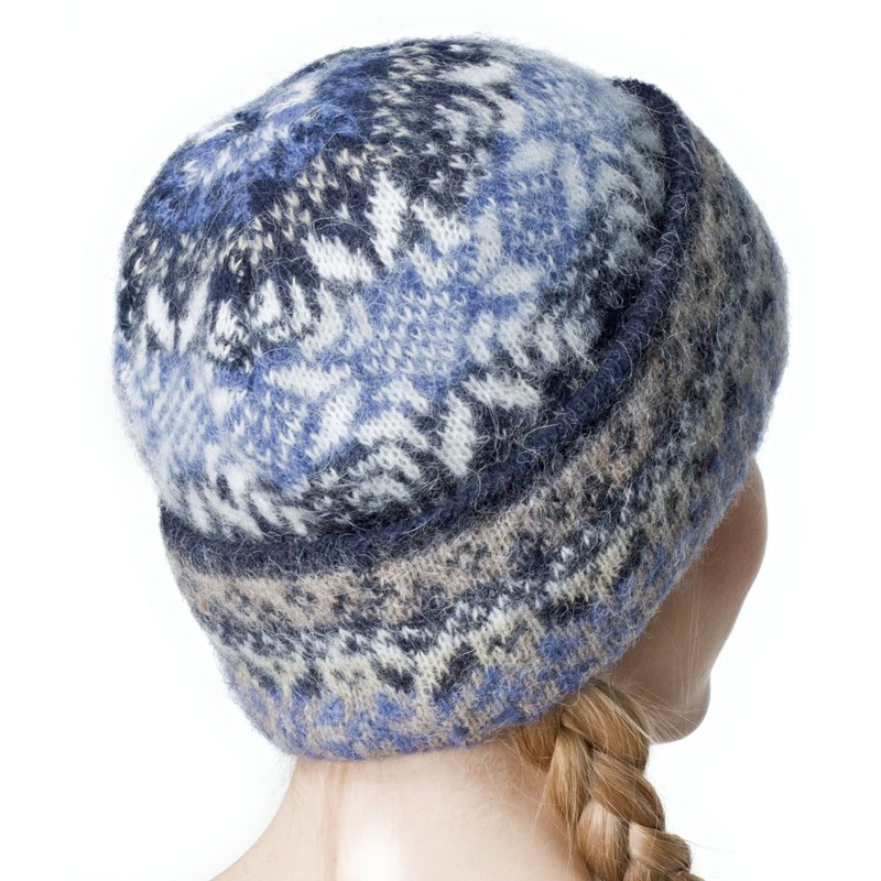 Winter Icelandic Wool Beanie Cap for Women 2 Ply Knitted