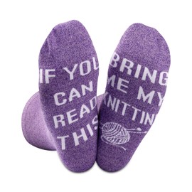 Novelty Socks If You Can Read This Bring Me My Knitting Funny Birthday Gift for Mom Grandma (Bring Me My Knitting CA)
