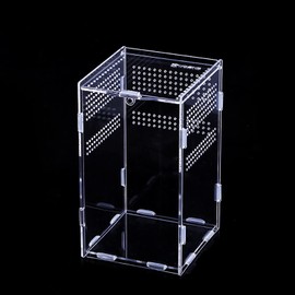 Breeding Case for Reptiles and Amphibians, Transparent, Rearing Container, For Small Animals, Acrylic, Feeding Box, Isolating Box, Slide Cover, Breathable, Cover Included, Reptile Breeding Box,