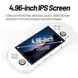 Trimui Smart Pro Handheld Game Console 4.96-Inches Display Game Console, Linux System with Allwinner A133P Processor Built-in 64G TF Card White