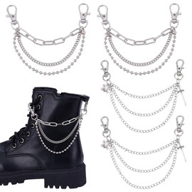 UNICRAFTALE 4Pcs 2 Styles Shoe Charms Chain 16.6cm Multi Layered Shoe Chain Platinum Metal Chains Charms Decorations Aluminium Shoelace Chains Charm with Lobster Claw Clasps for Sneakers Casual Shoes