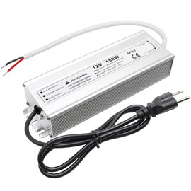 150W 12 Volt LED Power Supply, Waterproof IP67 LED Driver, 110V AC to 12V DC Converter, LED Transformer Low Voltage Output with 3-Prong Plug 3.3 Feet Cable for Light Strip, 12.5Amp