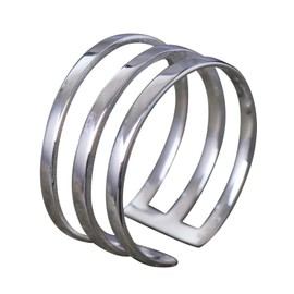 NicoWerk SRI639 Women's Silver Ring Simple 925 Sterling Silver Wide Band Ring Multi-Row Smooth Openwork Adjustable Open, Sterling Silver