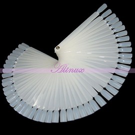 Generic 50-Tips Fan-shaped False Nail Art Tips Sticks Polish Foldable Display Board Practice Tool (White)