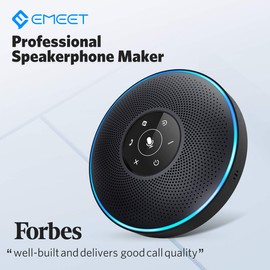 Bluetooth Speakerphone - eMeet M2 Black Conference Speaker for 5-8 People Business Conference 360º Voice Pickup 4 AI Microphone Self-Adaptive Conference Call Speaker Skype USB Speakerphone…